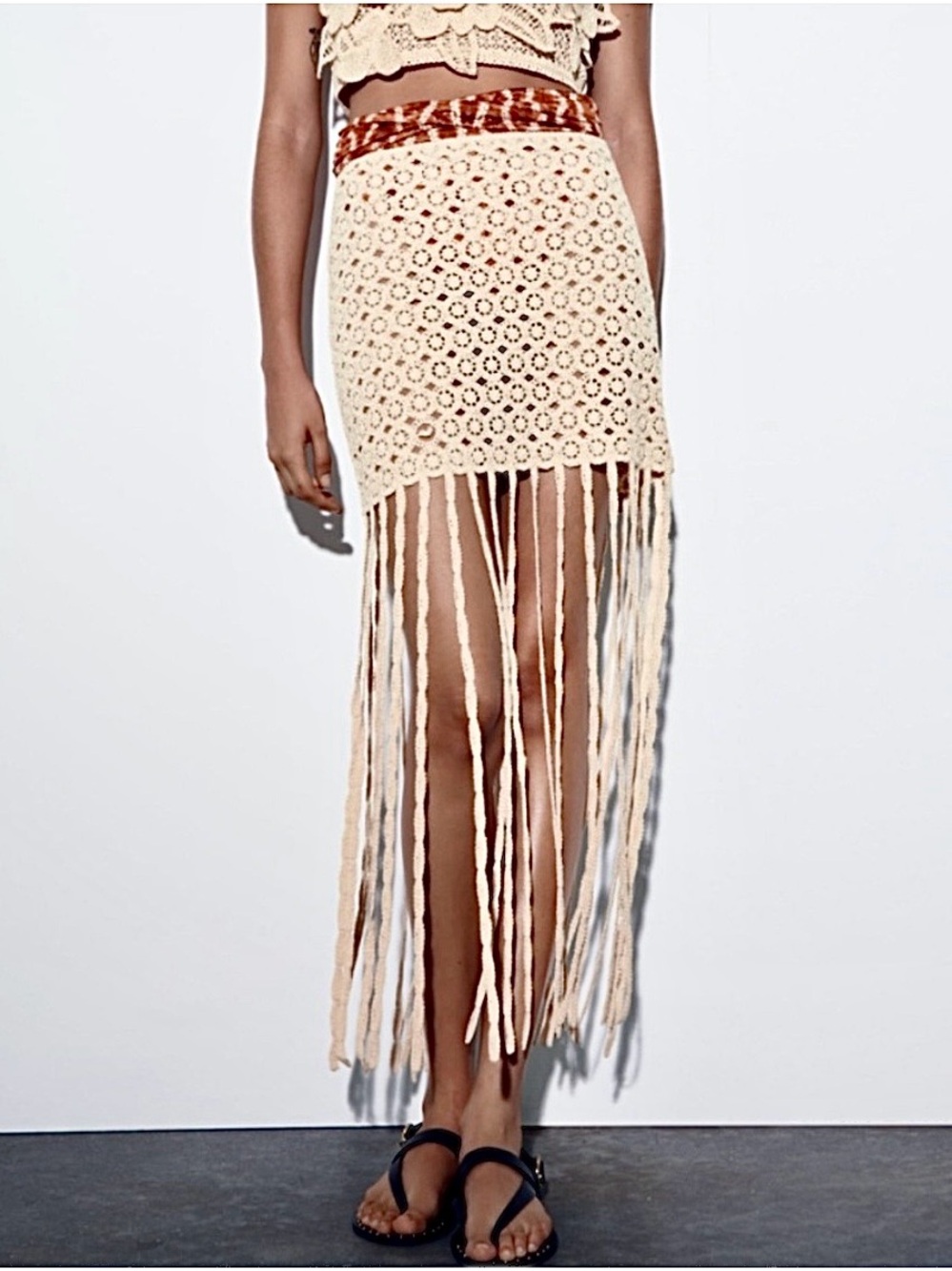 Zara Fringed Crochet Skirt - Picture 3 of 16